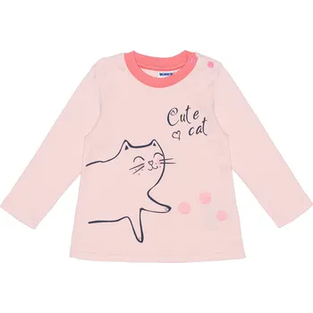 Kojenecký body Winkiki Kids Wear Dívčí tričko s dlouhým rukávem Cute Cat - růžová Velikost: 98