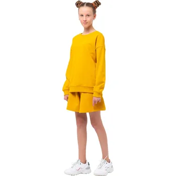 Winkiki Kids Wear Dívčí sportovní tepláková souprava (mikina + kraťasy) - hořčicová Velikost: 122