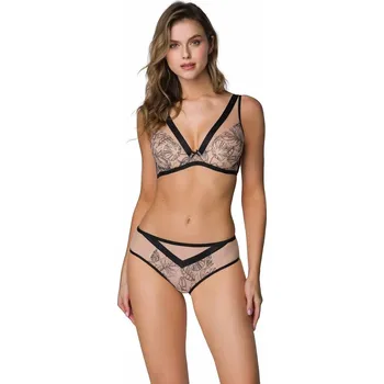 Podprsenka Dámská Béžovo-Černá Push-Up Podprsenka Mat, béžovo-černá 65D i384_71123116