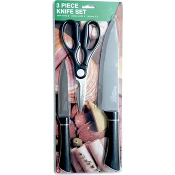 Pracovní nůž PROHOME - Nůž 3-dílný set, 2 x nůž a 1 x nůžky