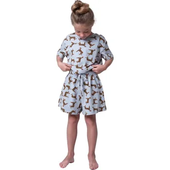 Dívčí pyžamo Dívčí pyžamo Gepard, krátké kalhoty, krátký rukáv - šedo-modrá | Winkiki Kids Wear Velikost: 110