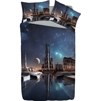 Povlečení Winkiki Kids Wear Set dětského povlečení pro kluky i teenagery - Sci-Fi Město z hvězd