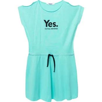 Dívčí oblečení Winkiki Kids Wear Dívčí šaty Yes - tyrkysová Velikost: 164