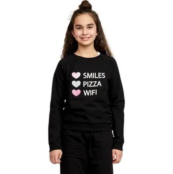 Dívčí noční košile Winkiki Kids Wear Dívčí mikina Smiles - černá Velikost: 146