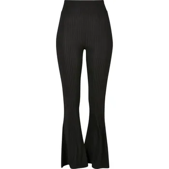 Dámské legíny Ladies High Waist Rib Flared Leggings - black 5XL