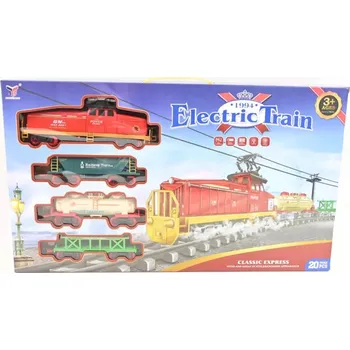 Vláček a vláčkodráha Elektrická vláčkodráha na baterie - lokomotiva a vagóny, sada pro děti - Dárek