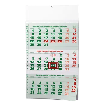 Kalendář Baloušek Tisk Nástěnný kalendář A3 tříměsíční zelený 2026