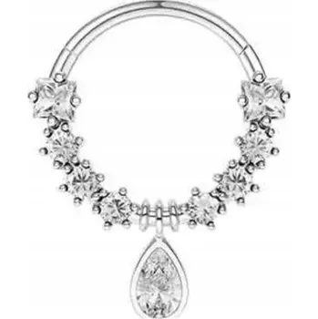 Piercing Kroužkový piercing clicker do helixu, septa s Zirkony PIERCING punk Ocel 316L 1,2/8