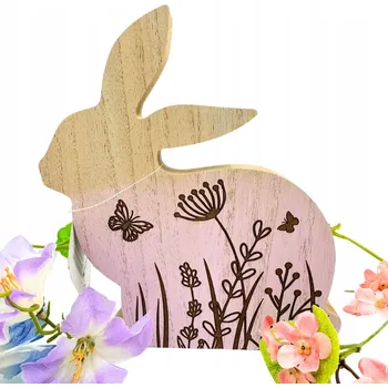 Velikonoční dekorace Velikonoční zajíček ze dřeva 20x18x2 cm