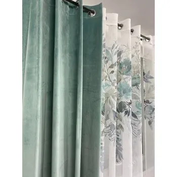 Obraz Závěs sametový moderní 140x250 KROUŽKY šalvěj