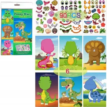 Obraz Karty s nálepkami Askato Dinosauři 14,5 x 24 cm