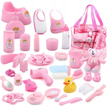 Panenka 28x ubranka dla lalek miminko zestaw dudlík příslušenství taška dárek hračky