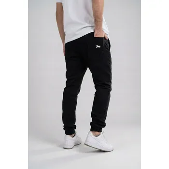 Pánské džíny Džíny Jogger Pánské Černé s Gumou v Pase Mini Výšivka Loga XXL