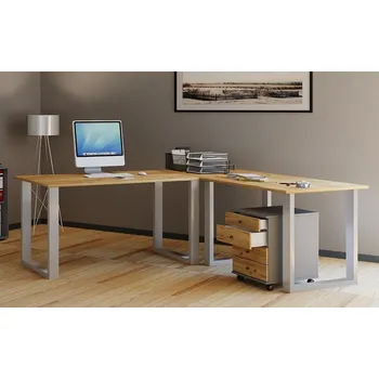 Psací stůl Vcm Rohový stůl Lona 160x130x50 U-nohy, dub medový