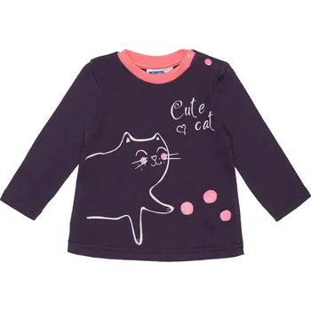 Winkiki Kids Wear Dívčí tričko s dlouhým rukávem Cute Cat - fialová Velikost: 80
