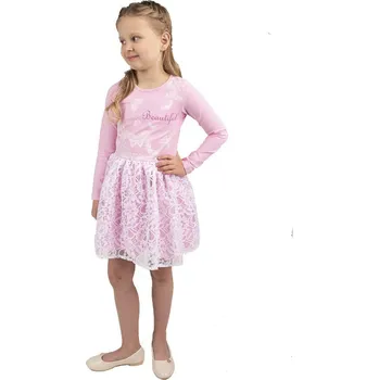 Dívčí šaty Winkiki Kids Wear Dívčí šaty Beautiful - růžová/bílá Velikost: 98
