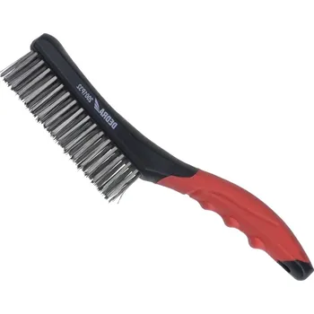 Dílna DEDRA-EXIM Drátěný kartáč 4 řadový, DEDRA 2001P32 nerezová ocel, 260 mm, dvoukomponentní rukojeť