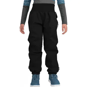 Unuo Dětské softshellové oteplovačky s fleecem plus černé