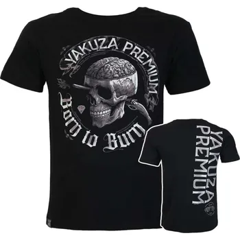 Pánské oblečení Yakuza Premium Pánské tričko YPS 4006 – Round Skull Print - černé M