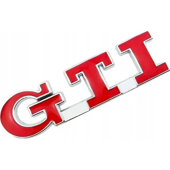 Samolepicí dekorace na vozidlo GTi VW LOGO CHROM 3D KOVOVÁ SAMOLEPKA NA AUTA, MOTO, TUNING, EMBLÉM, 1 ks