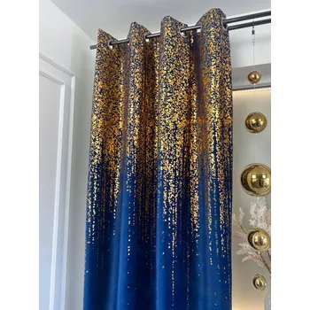 Obraz Závěsy hotové VELUR zlatý potisk nahoře samet závěs 140x250