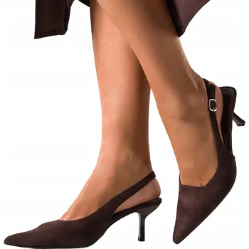 Dámské lodičky Lodičky Čokoládové Dámské Jehlové Podpatky Otevřená Pata PODPATEK KIHLÍK Velikost 40