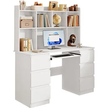 Psací stůl Obdélníkový psací stůl Rebiko 130 x 50 x 146 cm bílý