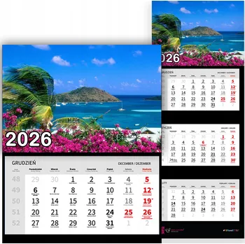 Kalendář Trojdílný kalendář na rok 2026 Egzotyczna wyspa z palmami Premium | Vzory (Motivy)