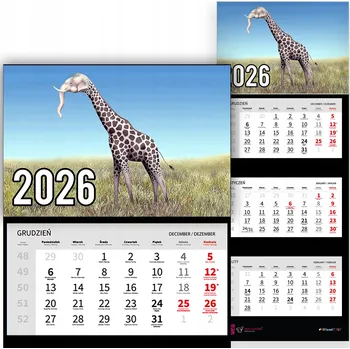 Kalendář Trojdílný kalendář na rok 2026 Żyrafa na sawannie Premium | Nástěnný kalendář