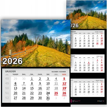 Kalendář Trojdílný kalendář na rok 2026 Jesienne wzgórza Premium | Více vzorů