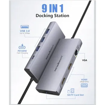 USB hub USB HUB 9v1 HDMI LAN USB 2.0 3.0 SD TF USB-C NEWMIGHT C921-E