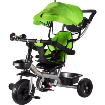 Dětská tříkolka Dětská tříkolka s otočným sedadlem a stříškou, zelená