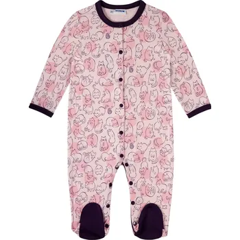 Winkiki Kids Wear Dívčí dupačky Cute Cat - růžová Velikost: 80