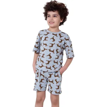 Chlapecké pyžamo Chlapecké pyžamo Gepard, krátké kalhoty, krátký rukáv - šedo-modrá | Winkiki Kids Wear Velikost: 110