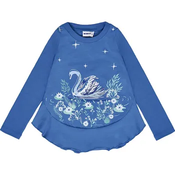 Dívčí tričko Winkiki Kids Wear Dívčí tričko s dlouhým rukávem Swan - modrá Velikost: 110