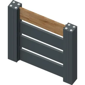 Plotový sloupek vzorek hliníkové plotové výplně se sloupkovým profilem - vzorek plotového pole, barva antracit a buk, rozměr 500 x 500 mm