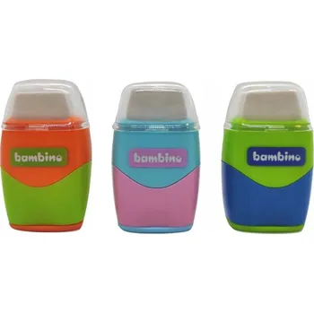 Ořezávátko Ořezávátko dvojité s gumou 2v1 Bambino MINI ZOO 9776