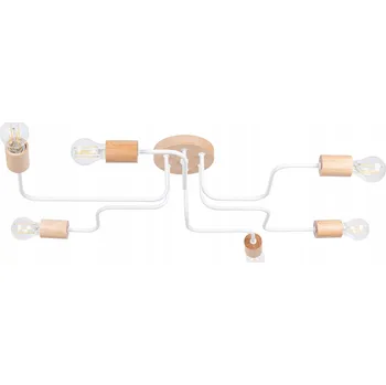 Lustr TIMBO 6 bílý bílá/přírodní dřevo loft stropní svítidlo rozptýlené světlo