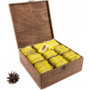 Obraz Dřevěná čajová krabička Dobrzewyciete mahagonová 22x22x9 cm