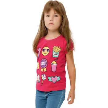 Winkiki Kids Wear Dívčí tričko Symboly - malinová Velikost: 122