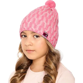 Čepice Marhatter Dívčí pletená čepice - 9151 - jasně-růžová/šedá