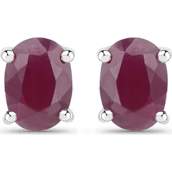 Náušnice Stříbrné Náušnice s Rubínem - Perfektní