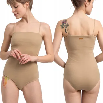 Body VÝPRODEJ: DÁMSKÉ STYLOVÉ BODY NA RAMÍNKA HLADKÉ BAVLNĚNÉ BÉŽOVÉ 42 XL