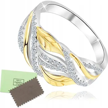 Prsten POSTŘÍBŘENÝ PRSTEN LÍSTKY POKRYTÝ ZLATEM