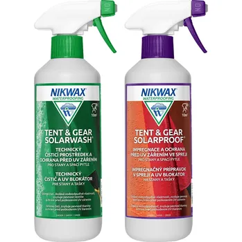 Prací gel NIKWAX sada Tent & Gear Solar Wash a Tent & Gear SolarProof (500 + 500 ml)