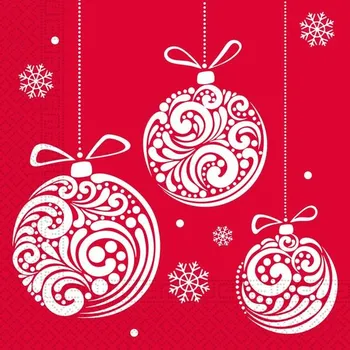 Papírový ubrousek UBROUSKY VÁNOČNÍ KOULE 3VRSTVÉ 33X33CM - VÝPRODEJ