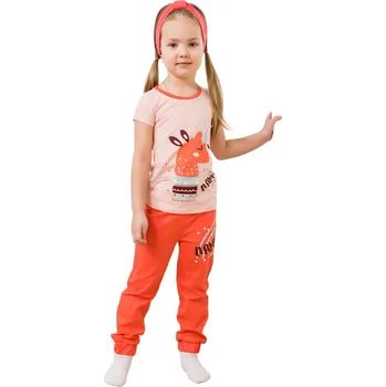 Dívčí pyžamo Dívčí pyžamo Lama - světle-růžová/korálová | Winkiki Kids Wear Velikost: 116