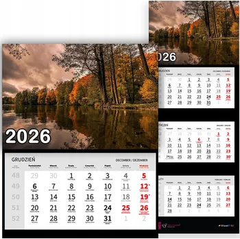 Kalendář Trojdílný kalendář na rok 2026 Jesień nad jeziorem Premium | Nástěnný kalendář