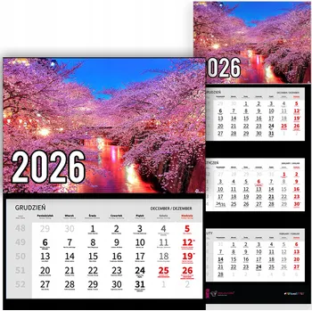 Kalendář Trojdílný kalendář na rok 2026 Kwiatowe jezioro Premium | Různé vzory