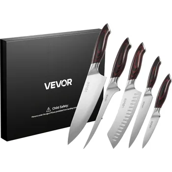 Vevor Kuchyňský set 5 nožů, vysokouhlíková ocel, erg. rukojeť, antikorozní